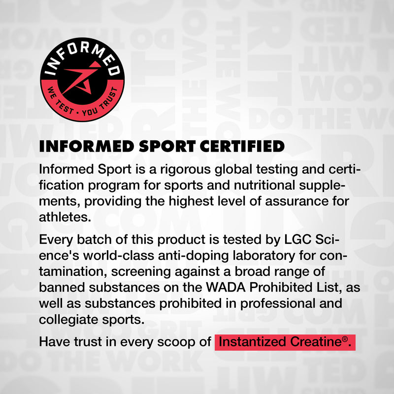 Informed Sport certification text on a white background with a red and black logo. | sour raspberry 30