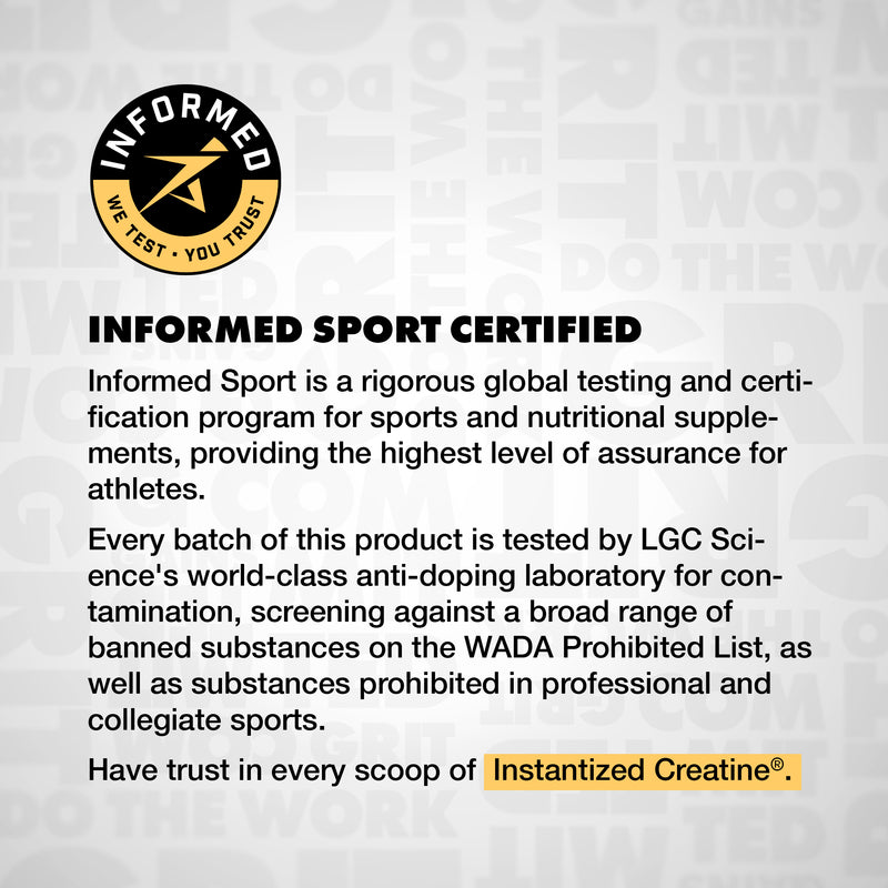 Informed Sport certification logo and text on a light gray background | sweet lemonade 30