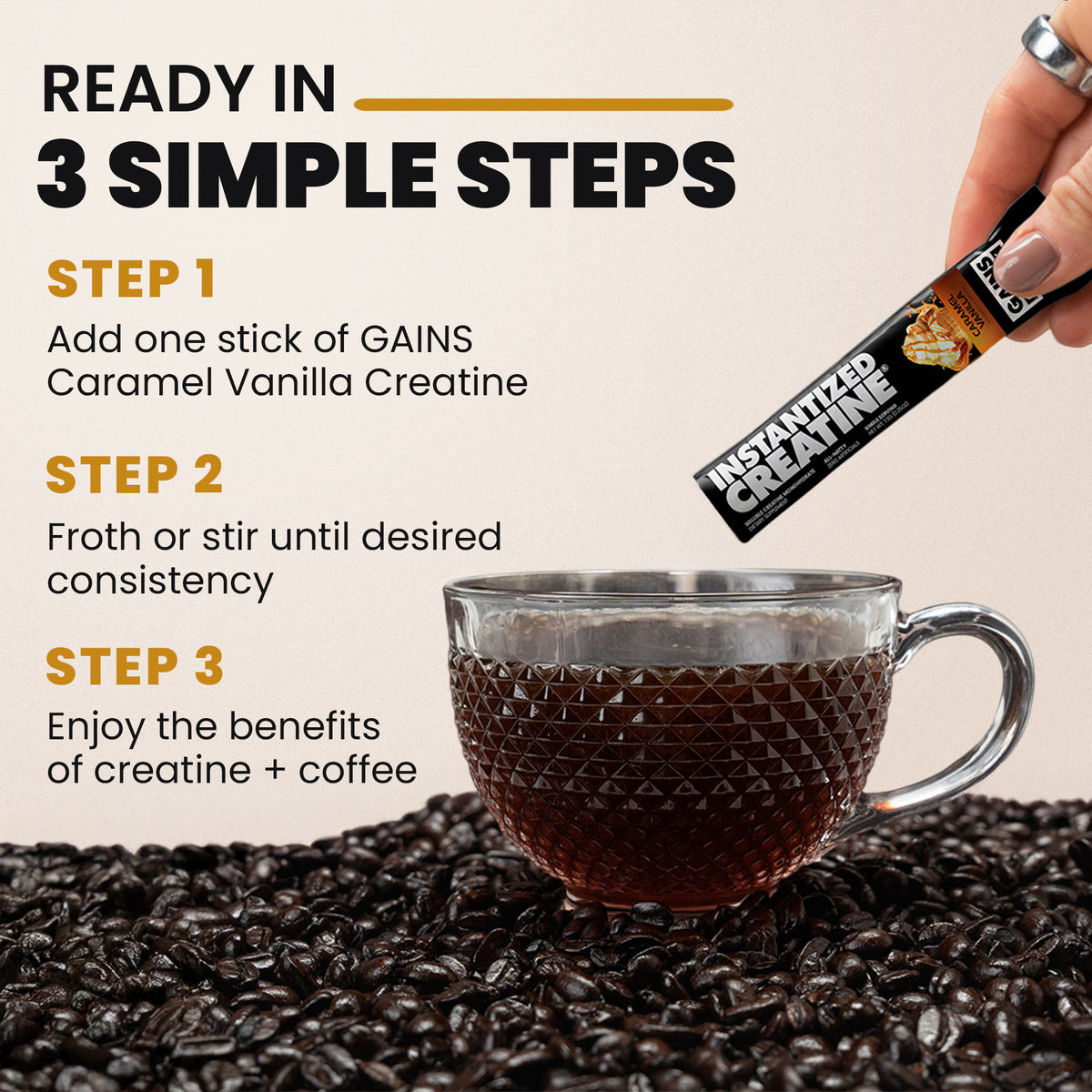 Caramel Vanilla Sticks (3x) + GAINS MUG