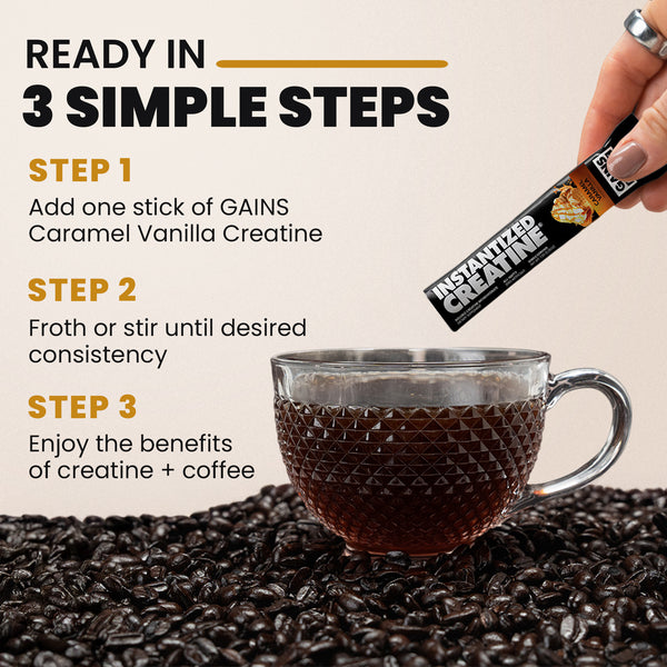 Caramel Vanilla Sticks (3x) + GAINS MUG