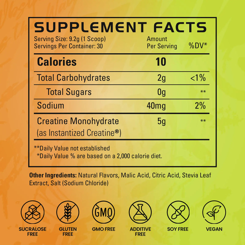 Supplement facts label with nutritional information and ingredient details on a gradient background | caramel apple