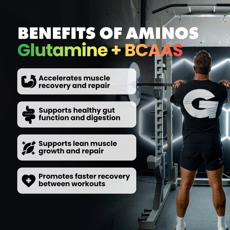 Benefits of aminos, Glutamine plus BCAAs 