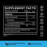 Supplement facts label with blue background and black text | blue raspberry 