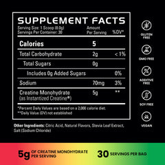 Supplement facts label with black background and white text | cherry limeade