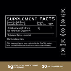 Supplement label for Pure Creatine Monohydrate | original 30