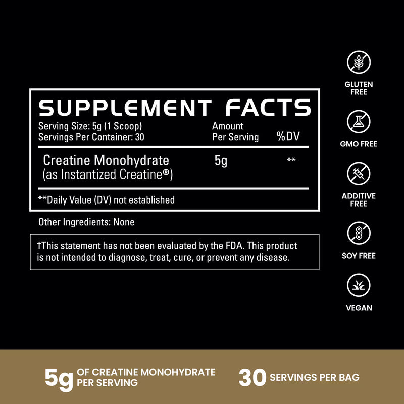 Supplement label for Pure Creatine Monohydrate | original 30