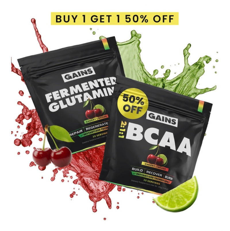 Promotional offer - buy one, get one 50% off Fermented Glutamine and BCAA