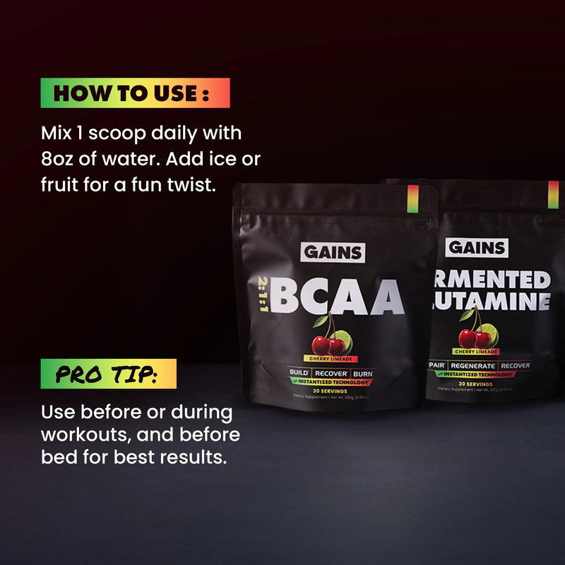 How to use and pro tips for BCAAs and Fermented Glutamine 